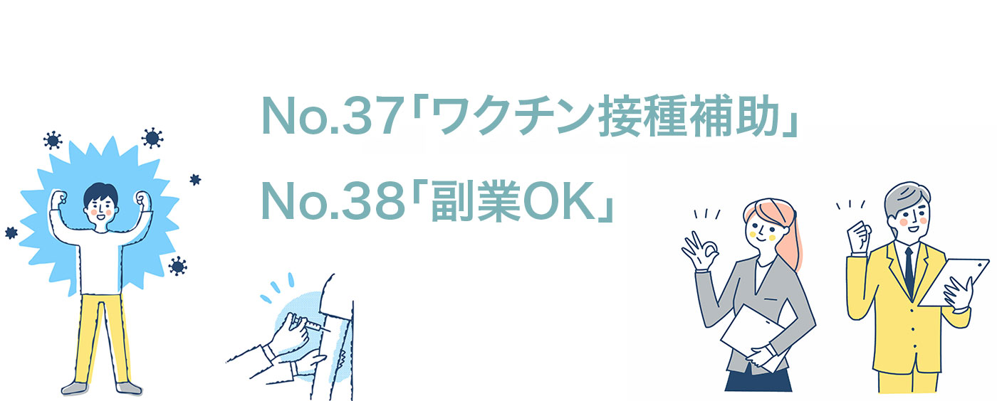 制度37、38は健康サポート「ワクチン接種補助」、多様な働き方を支援「副業OK」
