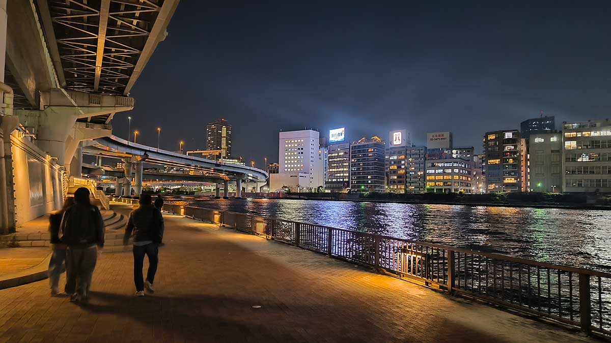 とても美しい隅田川テラスから見える夜景。